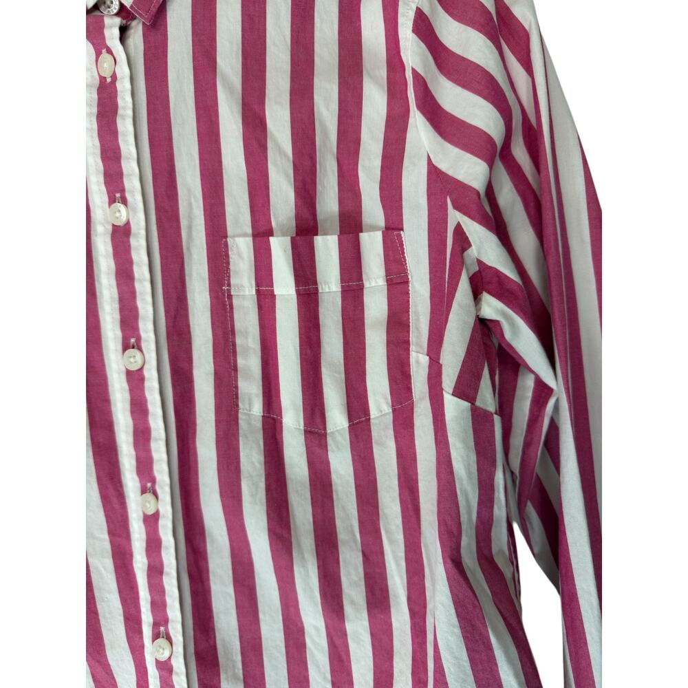J.Crew Button Down Shirt Pink Striped Lightweight Cotton‎ Blend Blouse Medium - Picture 6 of 12